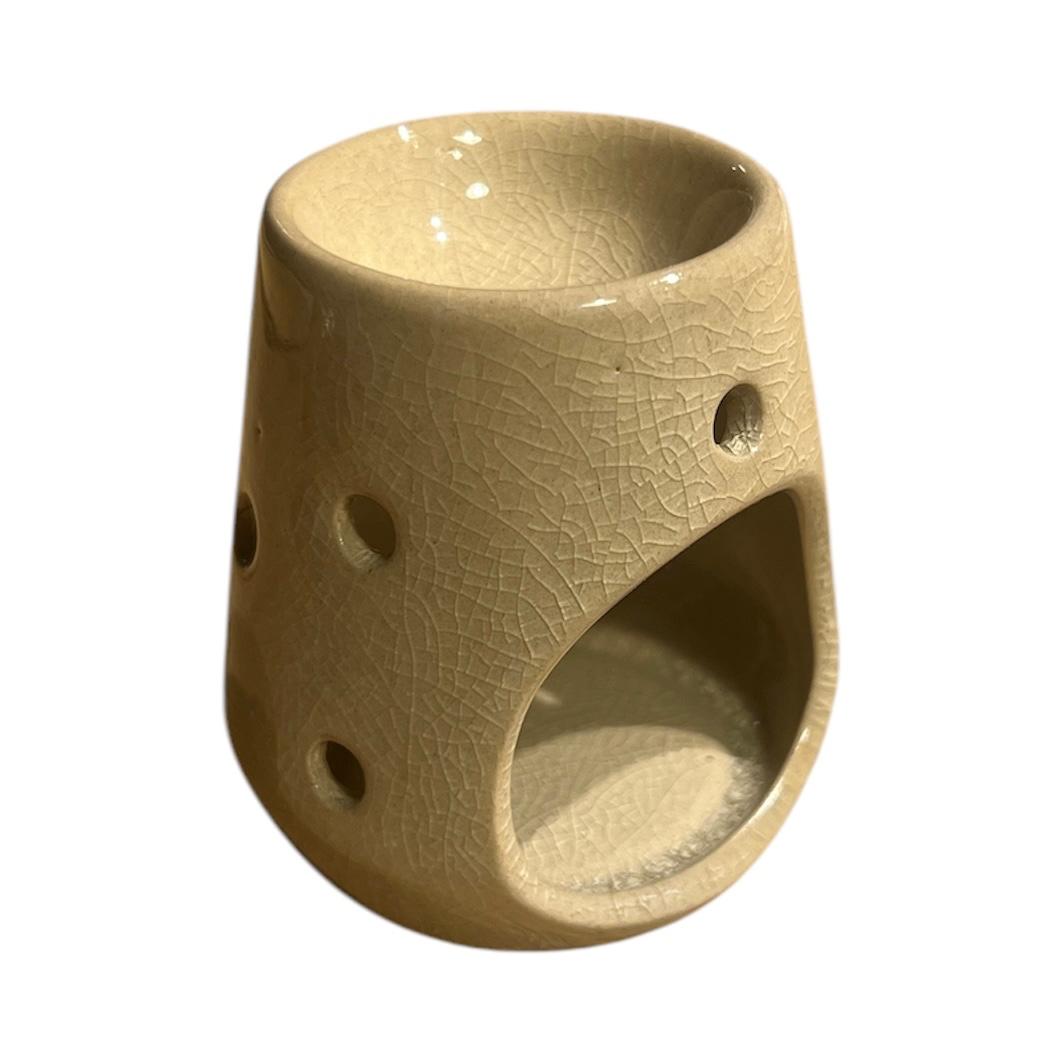 Mini Beige Glazed Ceramic Wax Burner | Stylish Oil Melter