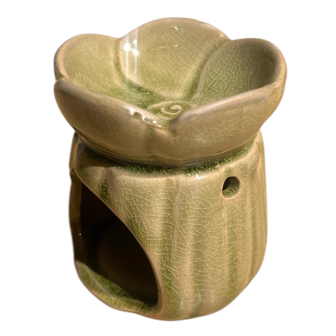 Mini Green Glazed Ceramic Wax Burner | Decorative Oil Melter