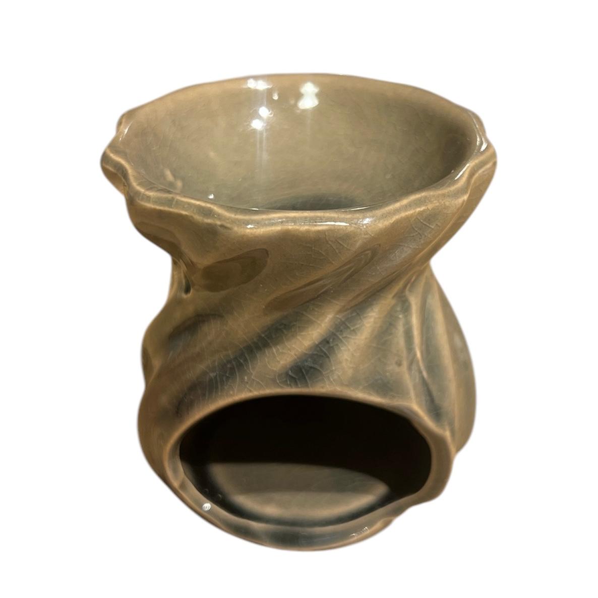 Mini Grey with Green Undertone Ceramic Wax Burner | Modern Oil Melter