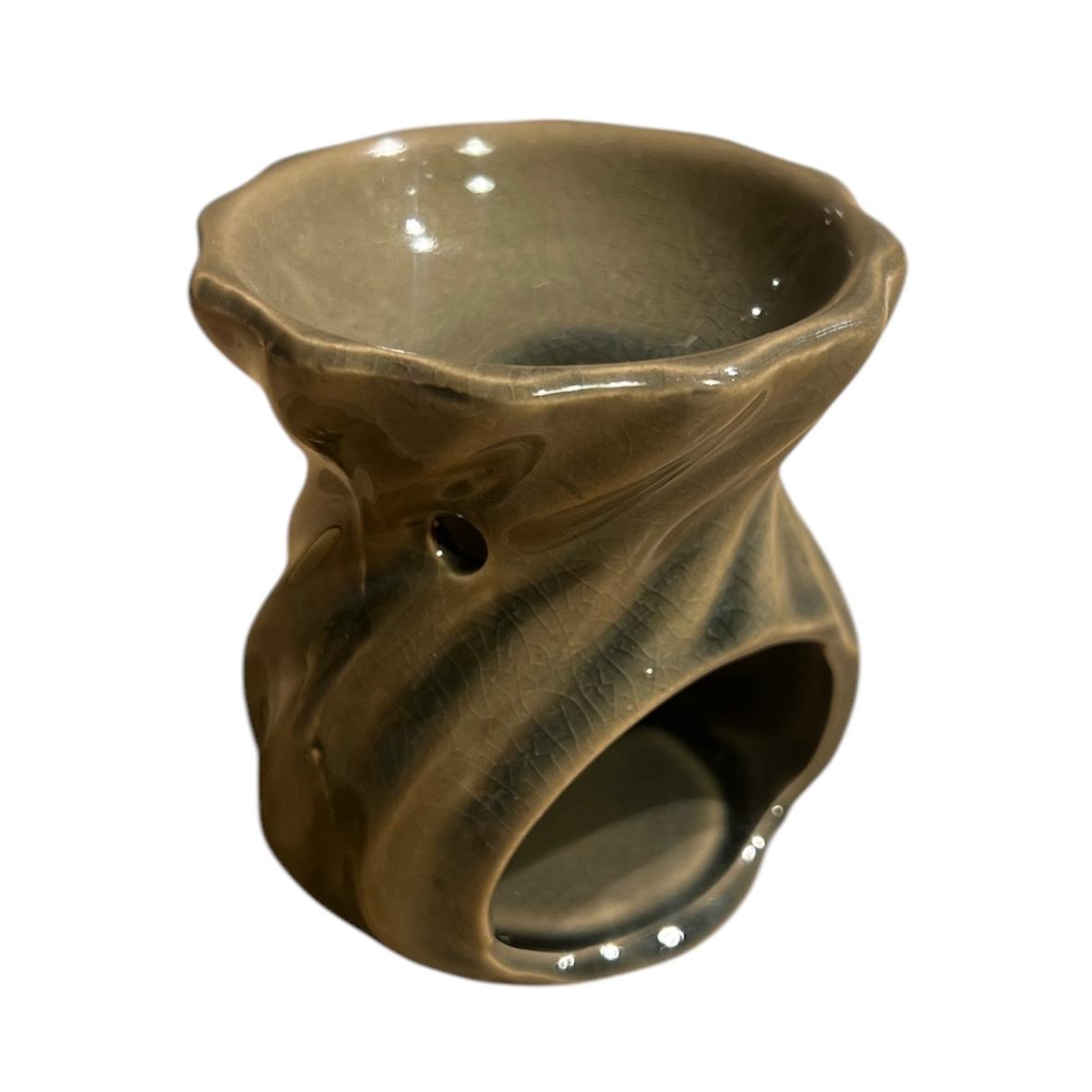 Mini Grey with Green Undertone Ceramic Wax Burner | Modern Oil Melter