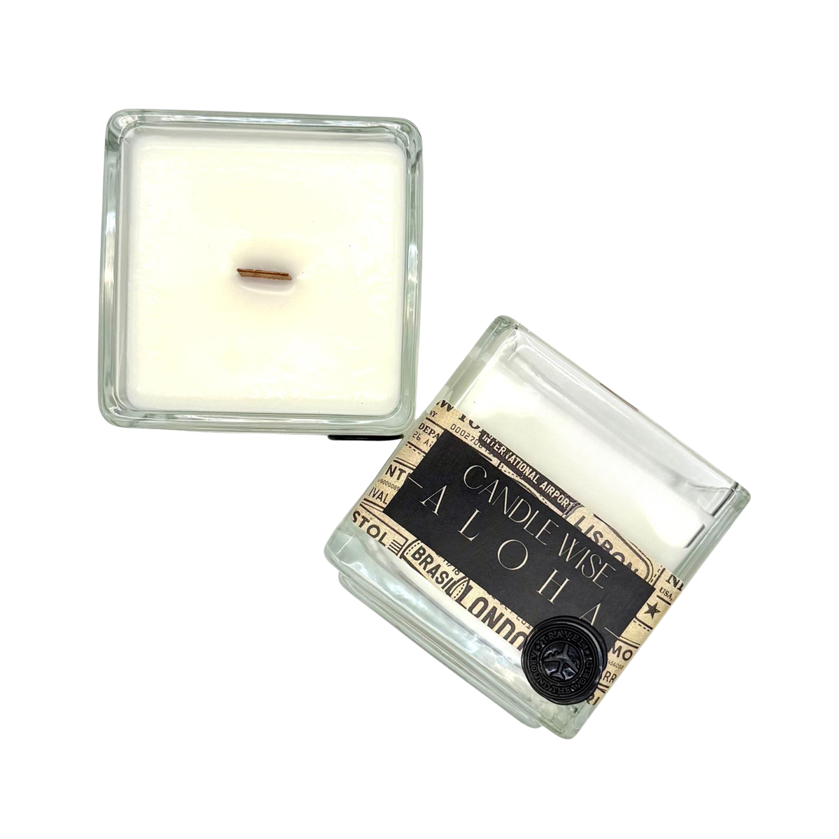 Sustainable coconut wax candle with natural wooden wick for a clean burning tropical scent