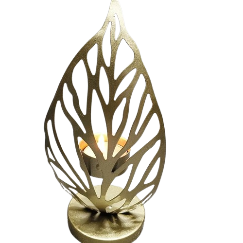 Gold Leaf-Shape Tealight Holder | Decorative Candle Stands