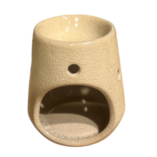 Mini Beige Glazed Ceramic Wax Burner | Stylish Oil Melter