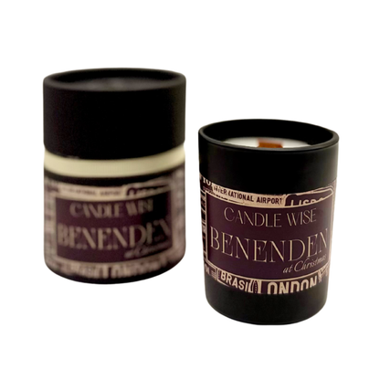Candle Wise Benenden at Christmas mini scented candle alongside its matching gift box