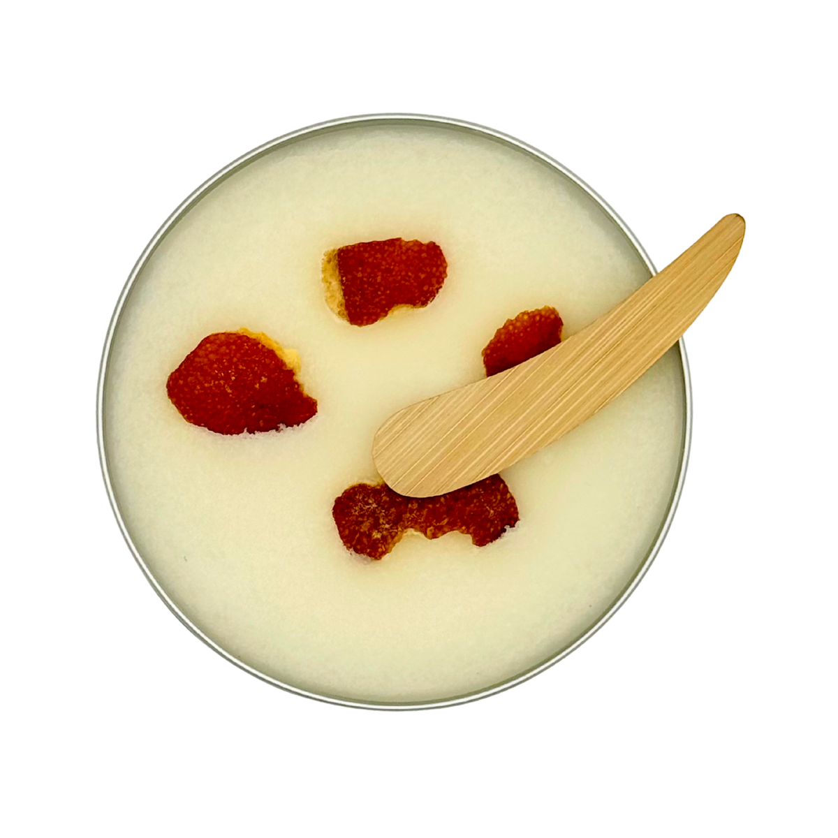 Candle Wise Benenden at Christmas scoopable wax melt tin with orange peel botanical toppings and wooden spoon