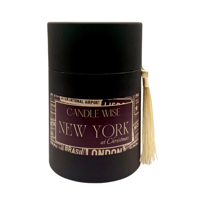 Candle Wise New York at Christmas large scented candle gift box with tassel