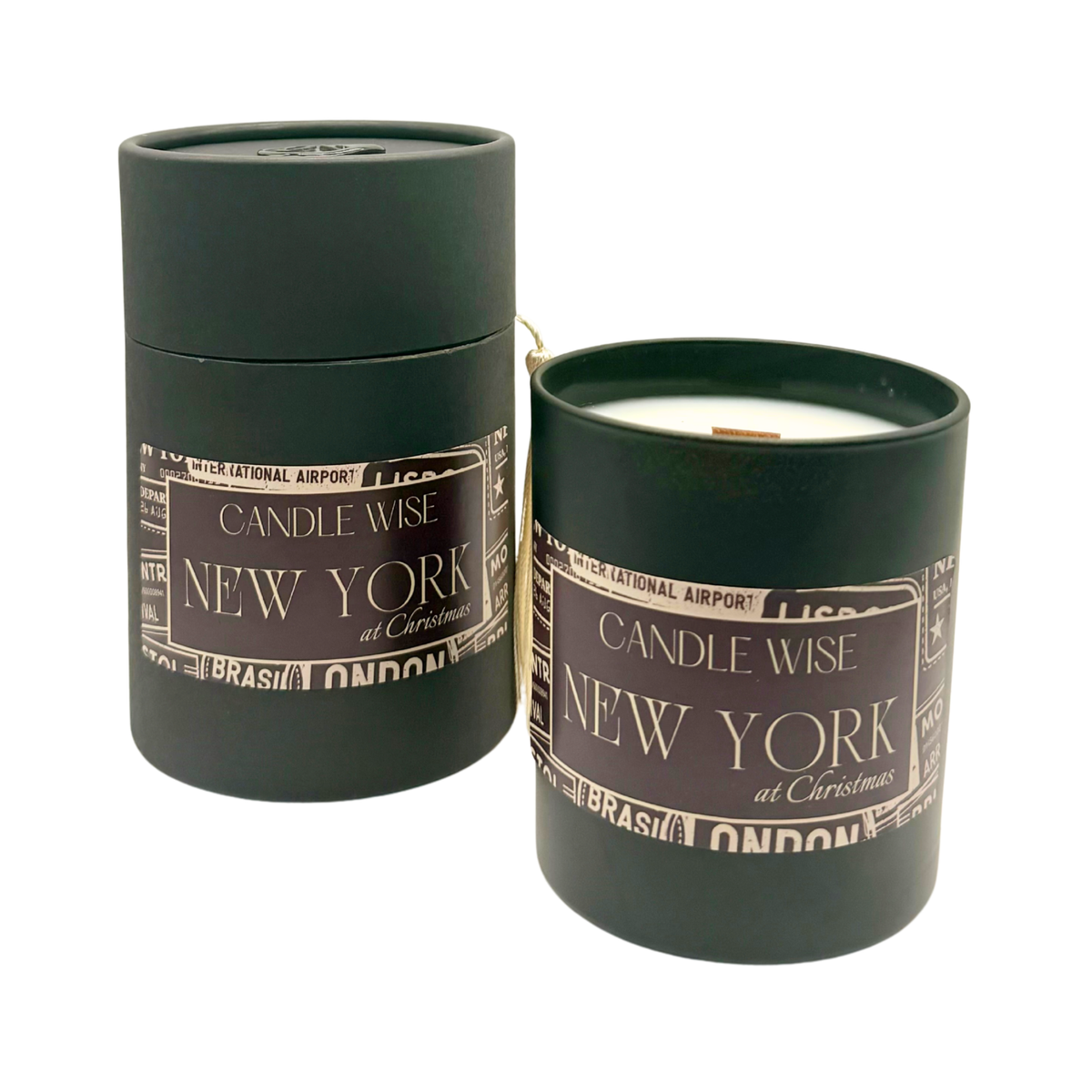 Candle Wise New York at Christmas large scented candle with luxury box packaging