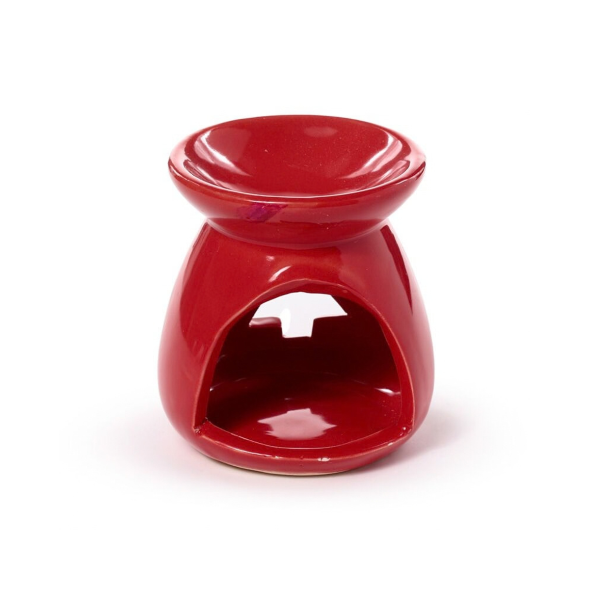 Candle Wise red ceramic wax burner tealight opening back view