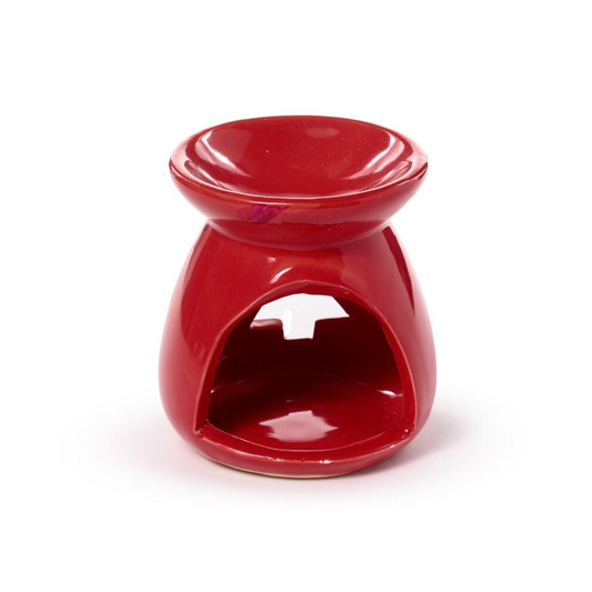 Candle Wise red ceramic wax burner tealight opening back view
