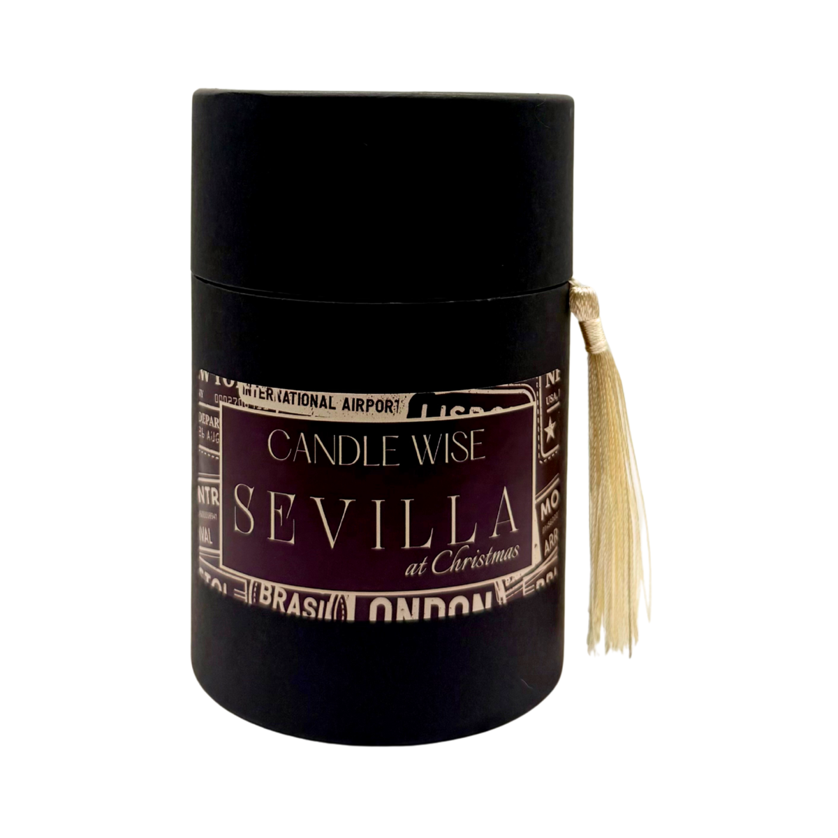 Candle Wise Sevilla at Christmas large scented candle gift box with tassel
