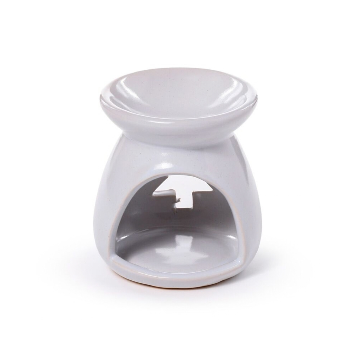 Candle Wise white ceramic wax burner tealight opening back view