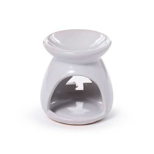 Candle Wise white ceramic wax burner tealight opening back view