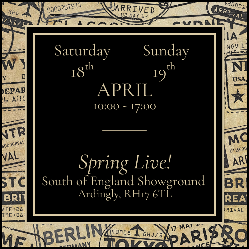Advertisement for a Spring Live event at the South of England Showground with vintage newspaper design.