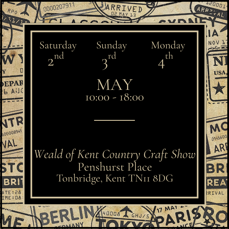 Advertisement for the Weald of Kent Country Craft Show with event details and a vintage-style border.